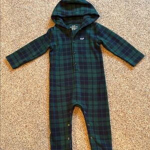 Vineyard Vines Green and Blue Plaid Footie One Piece